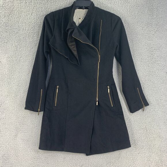 Mike Gonzalez Womens Coat Jacket Wool Blend Silk Lining Small Black - Picture 8 of 16